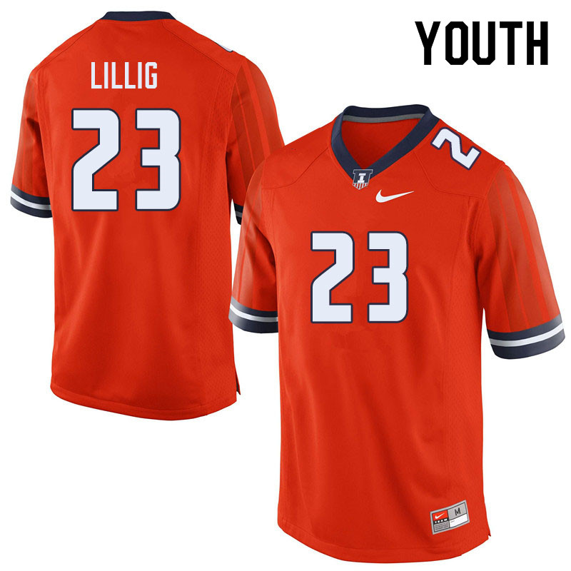 Youth #23 Conner Lillig Illinois Fighting Illini College Football Jerseys Sale-Orange